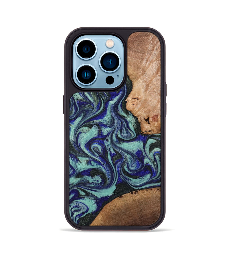 iPhone 14 Pro Wood Phone Case - Kaci (Green, 820173)