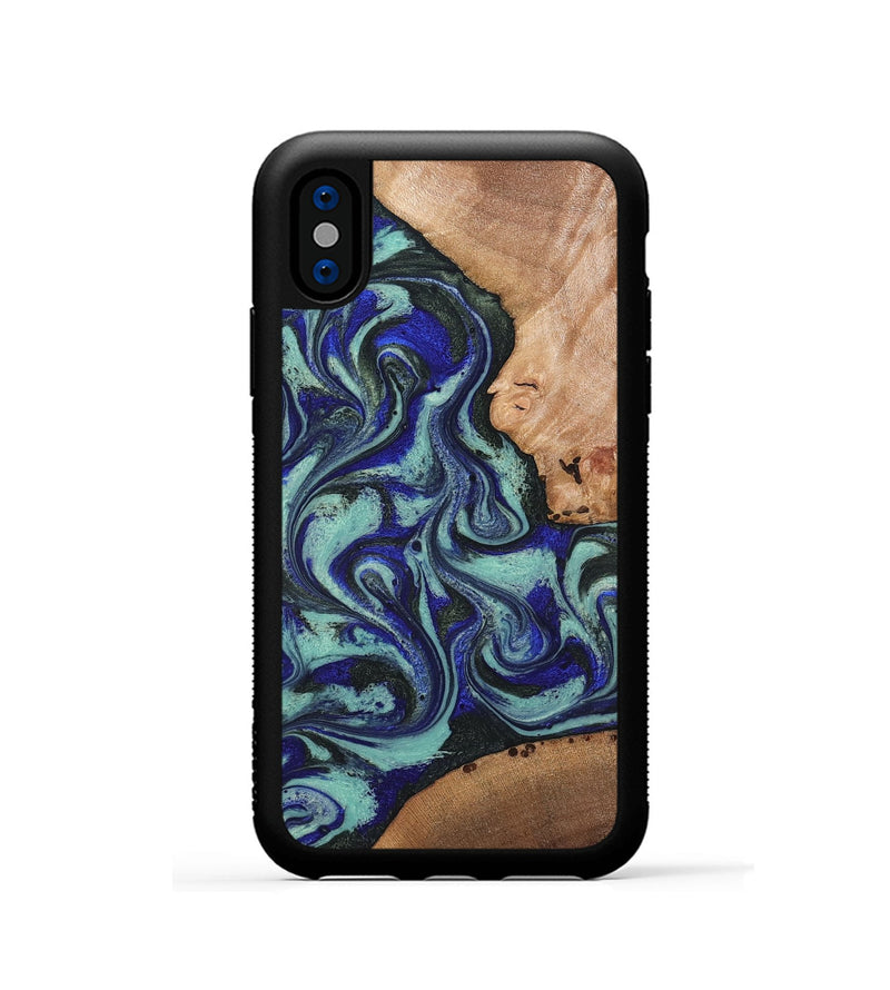 iPhone Xs Wood Phone Case - Kaci (Green, 820173)