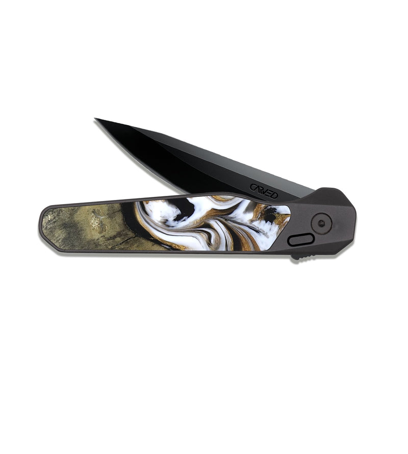 EDC Dark Slate Wood Pocket Knife - Kelsi (Black & White, 820174)