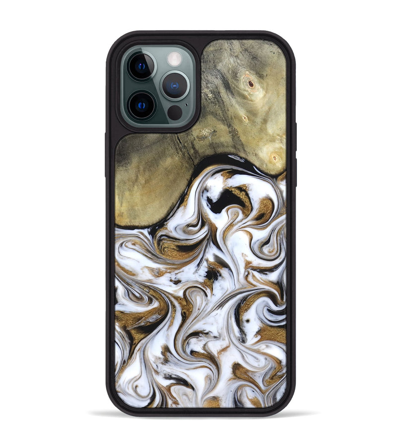 iPhone 12 Pro Max Wood Phone Case - Kelsi (Black & White, 820174)