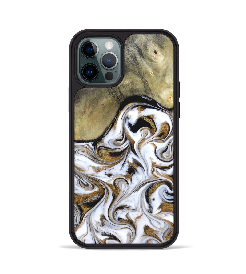 iPhone 12 Pro Wood Phone Case - Kelsi (Black & White, 820174)