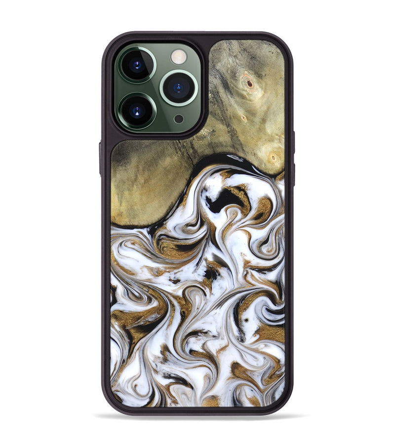 iPhone 13 Pro Max Wood Phone Case - Kelsi (Black & White, 820174)