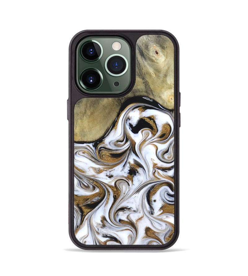 iPhone 13 Pro Wood Phone Case - Kelsi (Black & White, 820174)