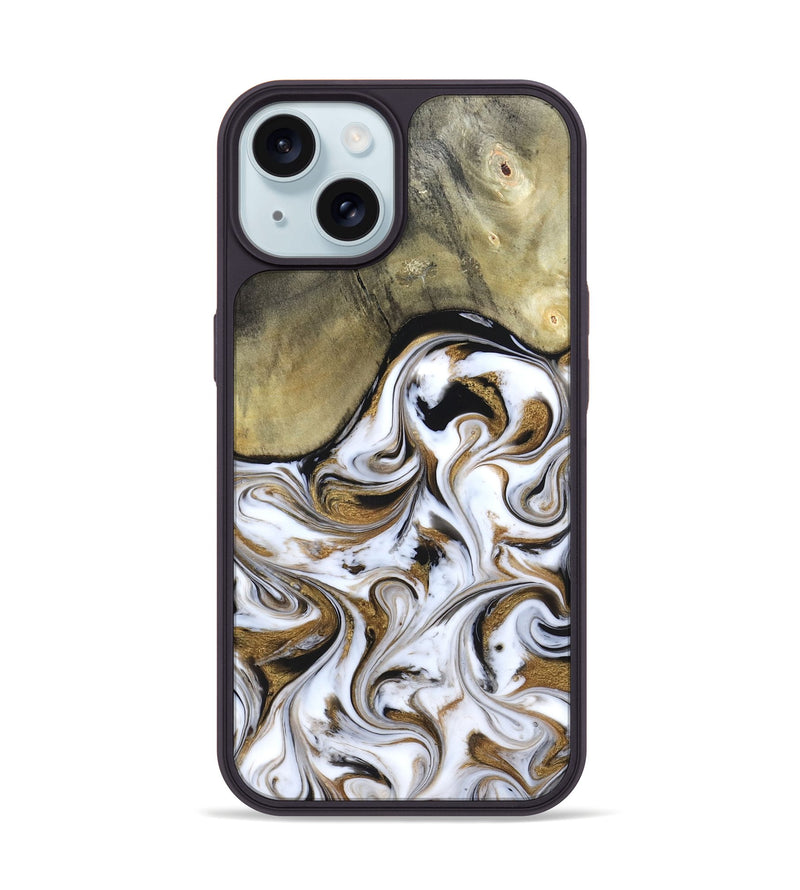 iPhone 15 Wood Phone Case - Kelsi (Black & White, 820174)
