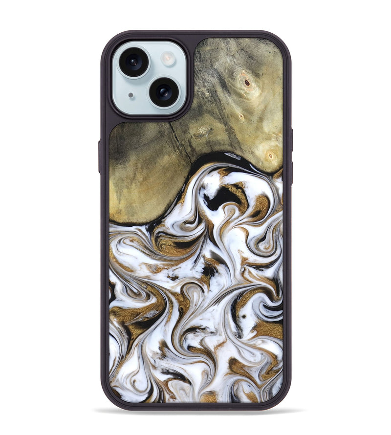 iPhone 15 Plus Wood Phone Case - Kelsi (Black & White, 820174)