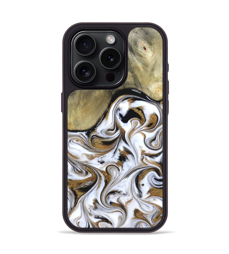 iPhone 15 Pro Wood Phone Case - Kelsi (Black & White, 820174)