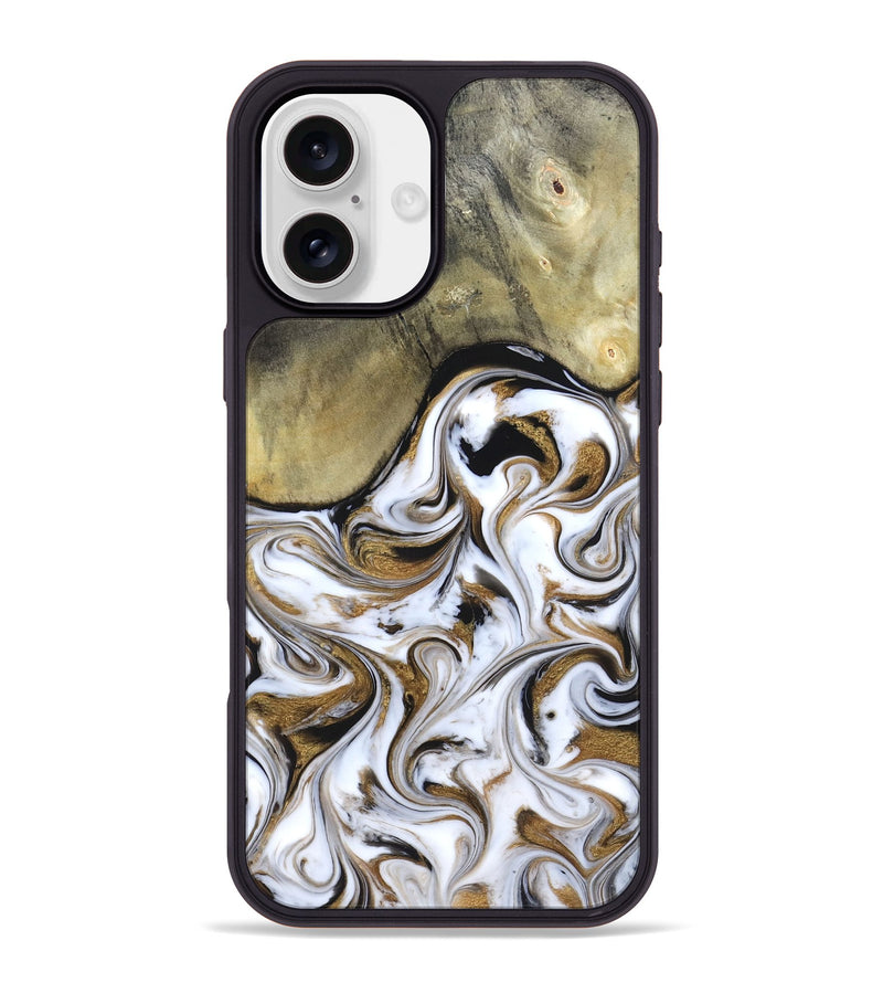iPhone 16 Plus Wood Phone Case - Kelsi (Black & White, 820174)