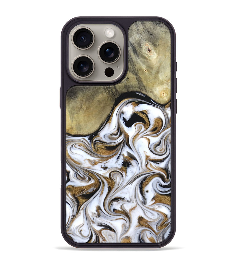 iPhone 16 Pro Max Wood Phone Case - Kelsi (Black & White, 820174)