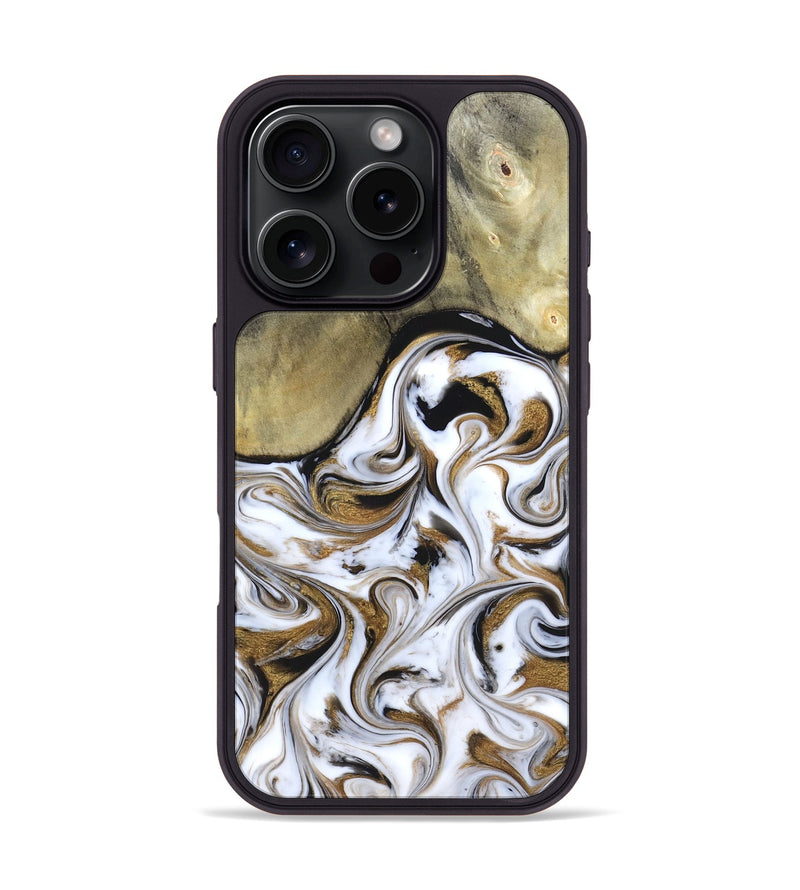 iPhone 16 Pro Wood Phone Case - Kelsi (Black & White, 820174)