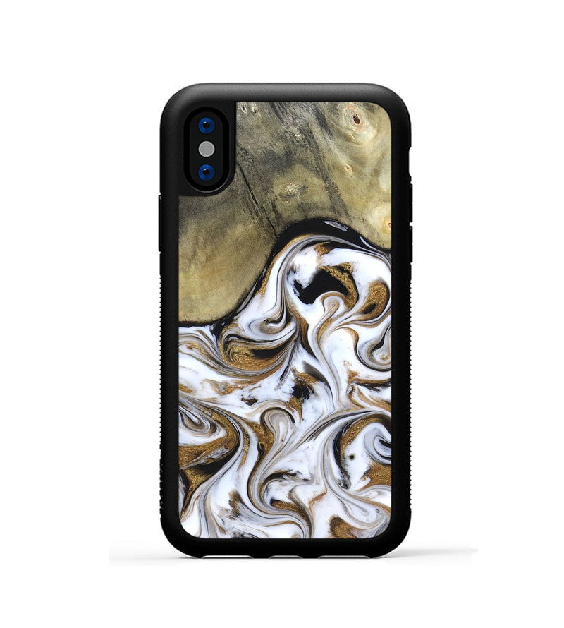 iPhone Xs Wood Phone Case - Kelsi (Black & White, 820174)