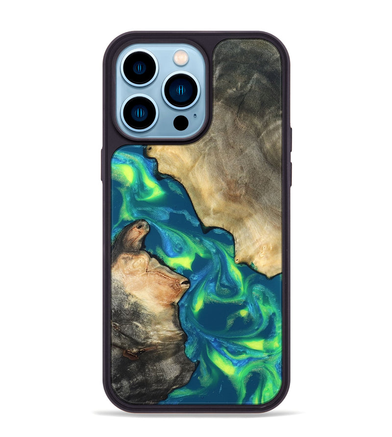 iPhone 14 Pro Max Wood Phone Case - Davis (Neon, 820176)