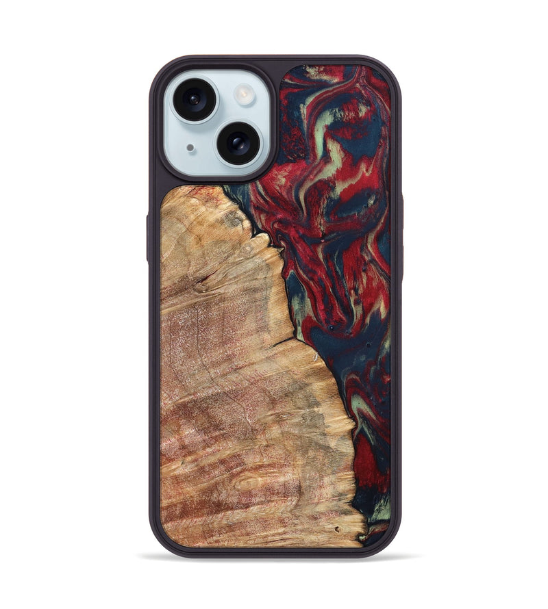 iPhone 15 Wood Phone Case - Latasha (Red, 820185)
