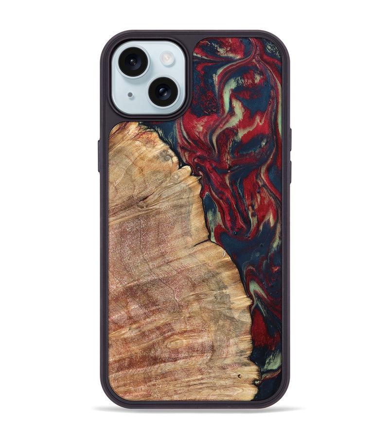 iPhone 15 Plus Wood Phone Case - Latasha (Red, 820185)