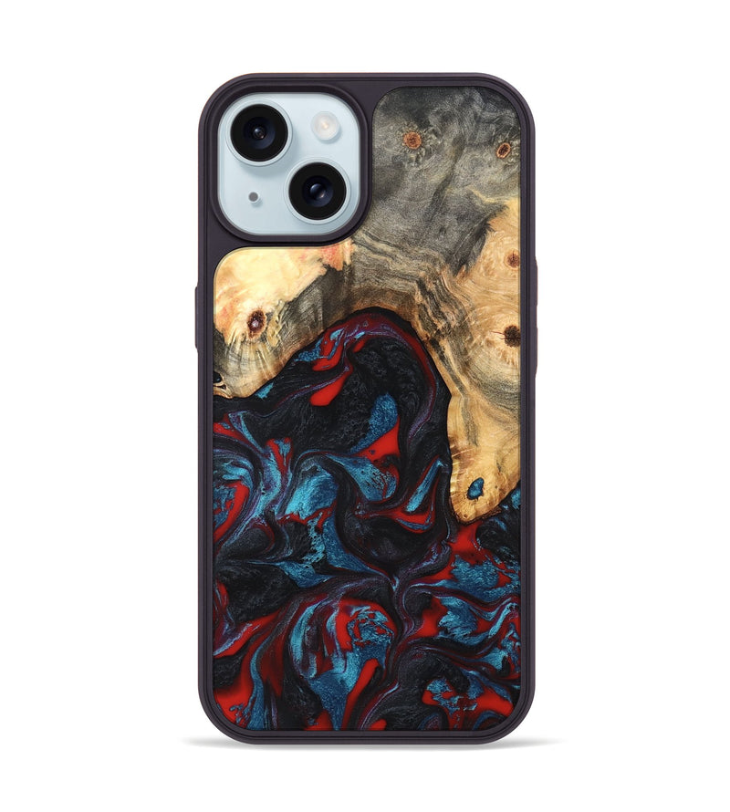 iPhone 15 Wood Phone Case - Shelly (Red, 820186)