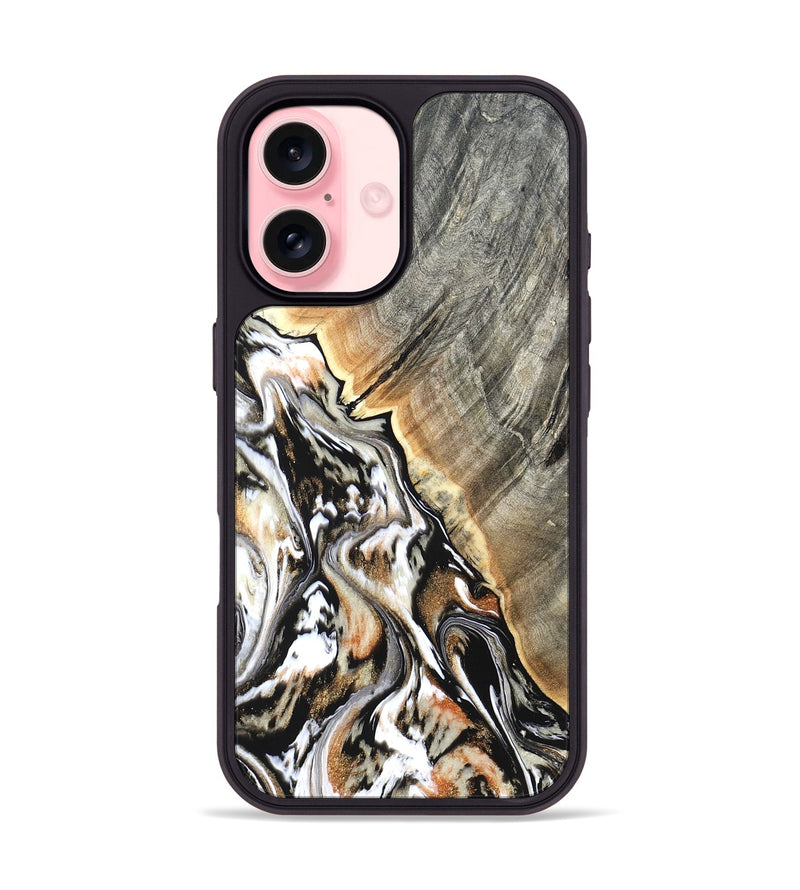 iPhone 16 Wood Phone Case - Zyair (Black & White, 820190)