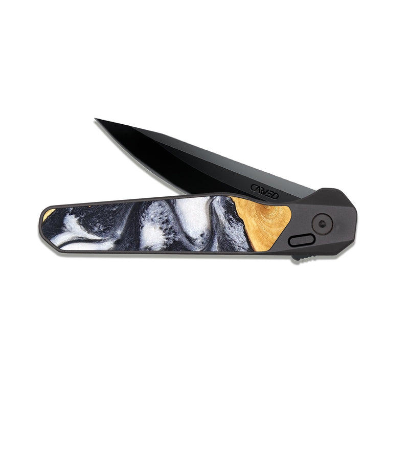 EDC Dark Slate Wood Pocket Knife - Webster (Black & White, 820191)