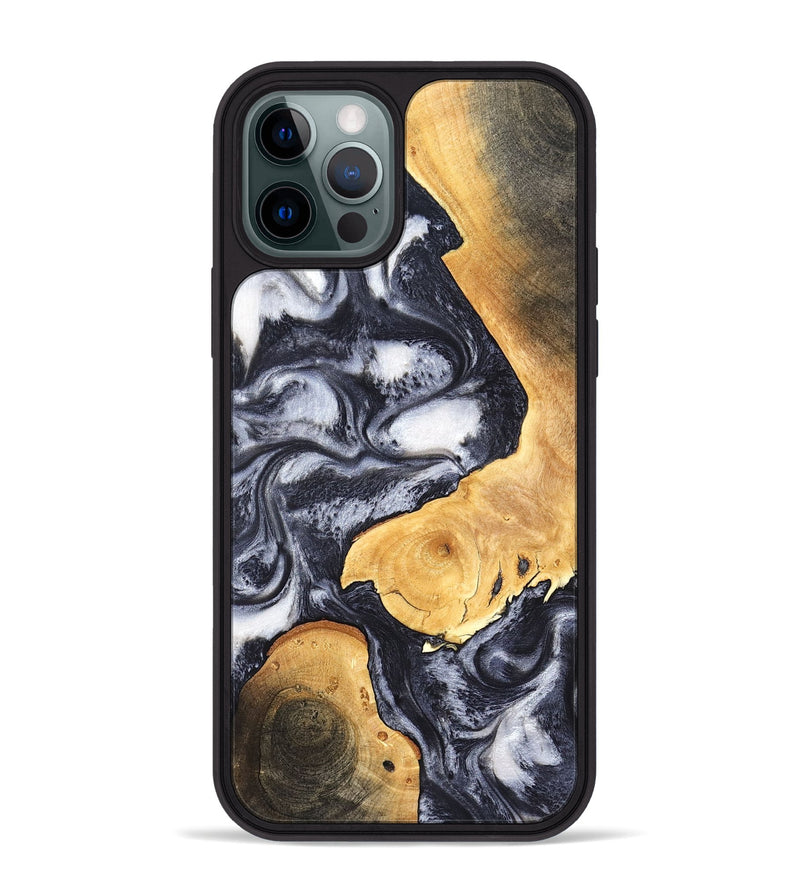 iPhone 12 Pro Max Wood Phone Case - Webster (Black & White, 820191)