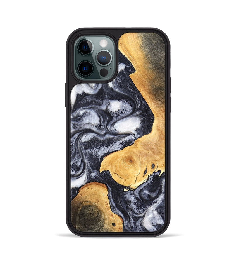 iPhone 12 Pro Wood Phone Case - Webster (Black & White, 820191)