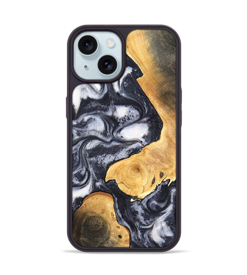 iPhone 15 Wood Phone Case - Webster (Black & White, 820191)