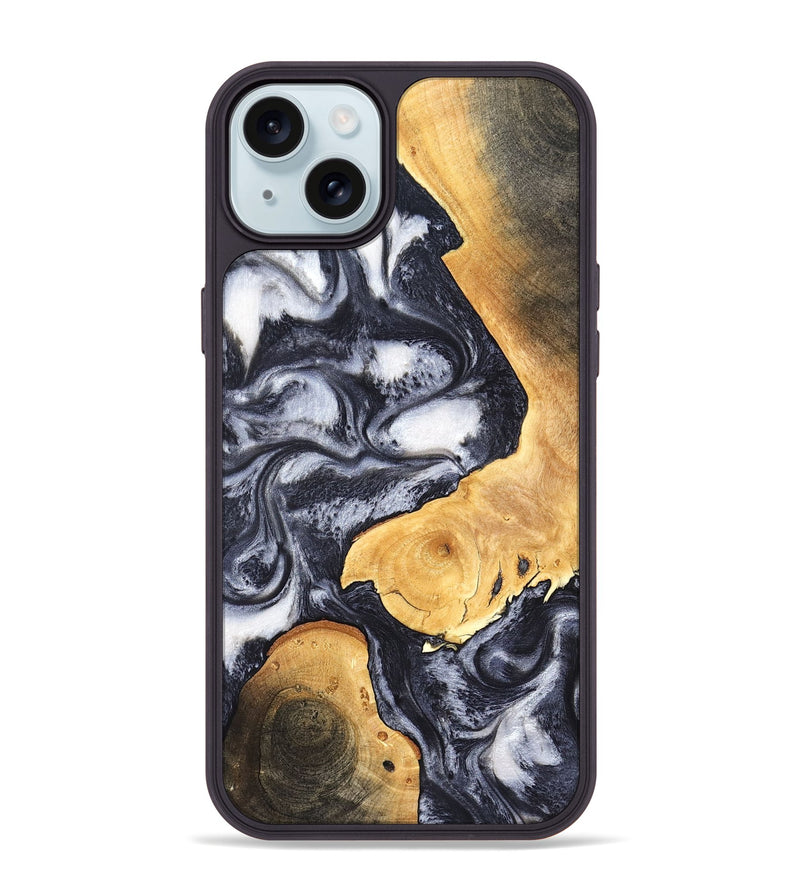 iPhone 15 Plus Wood Phone Case - Webster (Black & White, 820191)