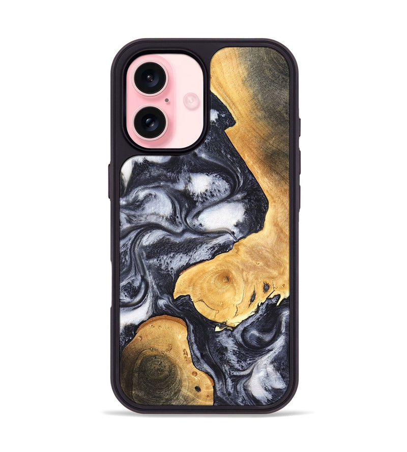 iPhone 16 Wood Phone Case - Webster (Black & White, 820191)
