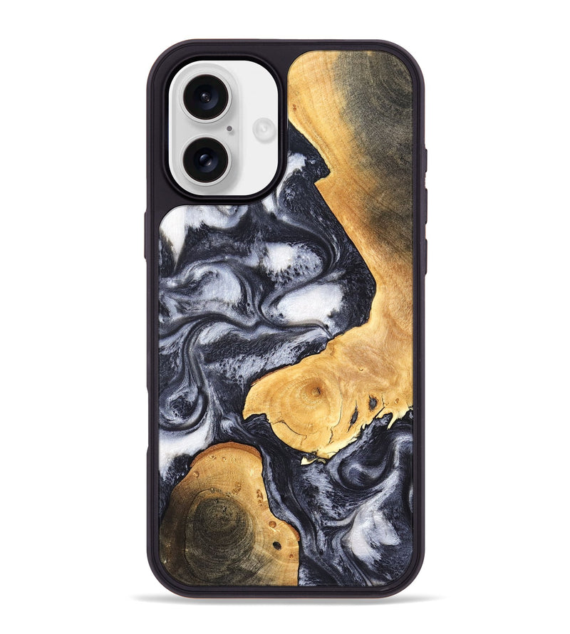 iPhone 16 Plus Wood Phone Case - Webster (Black & White, 820191)