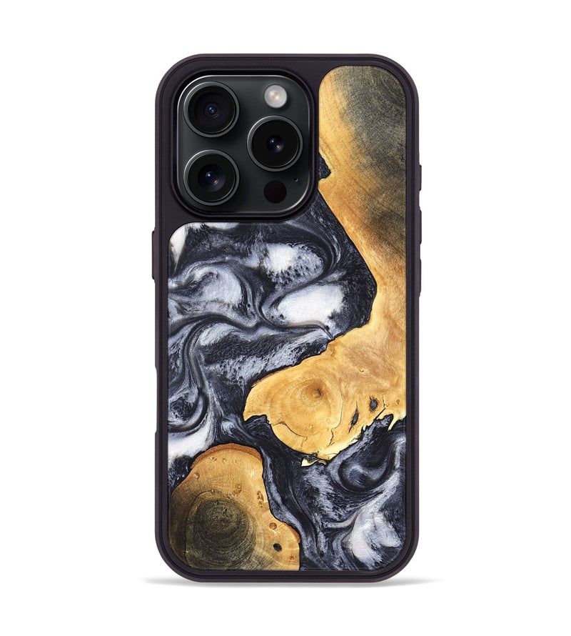iPhone 16 Pro Wood Phone Case - Webster (Black & White, 820191)