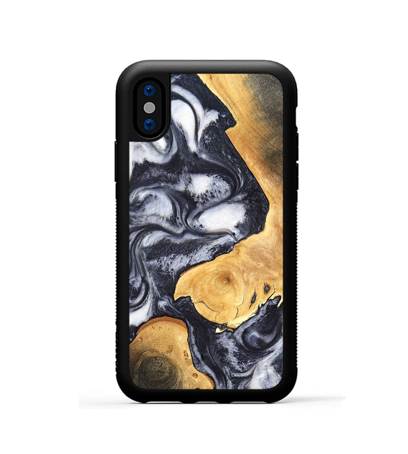 iPhone Xs Wood Phone Case - Webster (Black & White, 820191)