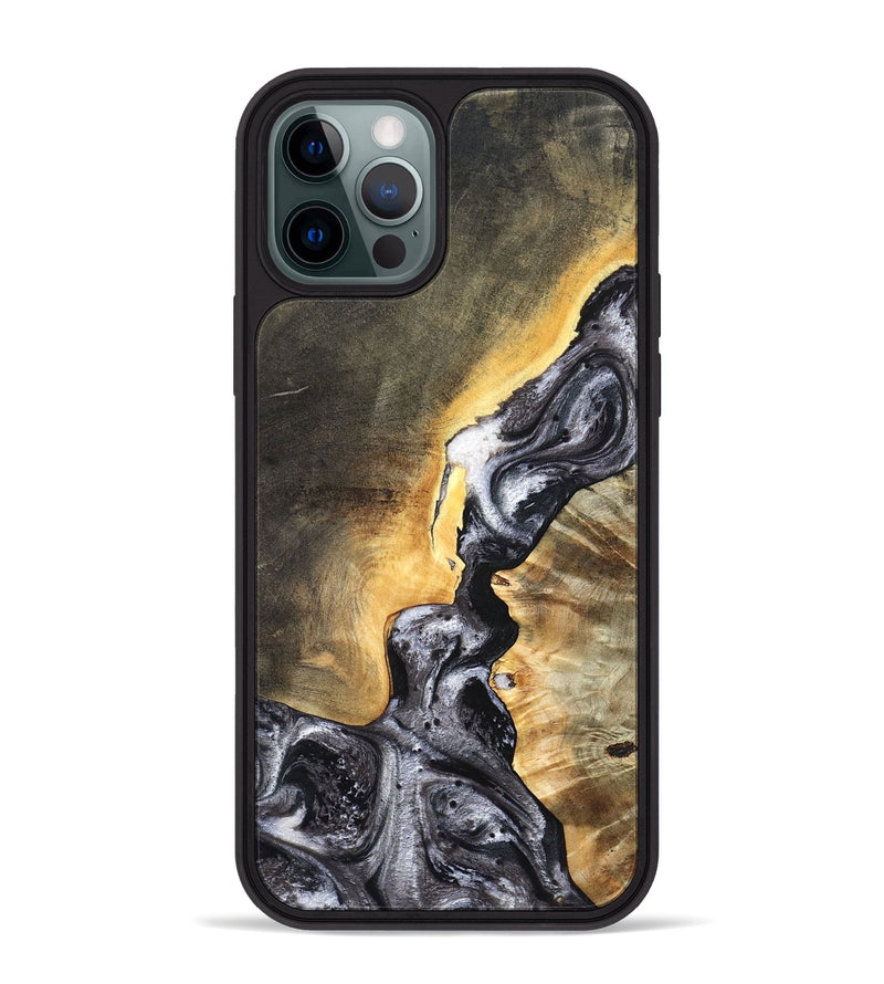 iPhone 12 Pro Max Wood Phone Case - Gust (Black & White, 820192)