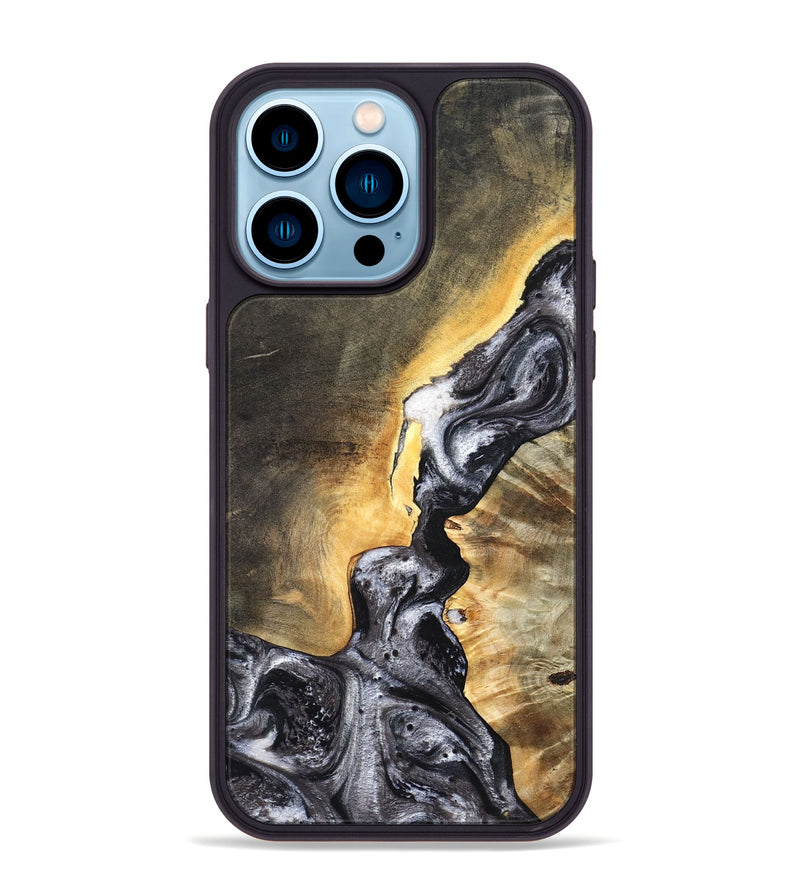 iPhone 14 Pro Max Wood Phone Case - Gust (Black & White, 820192)