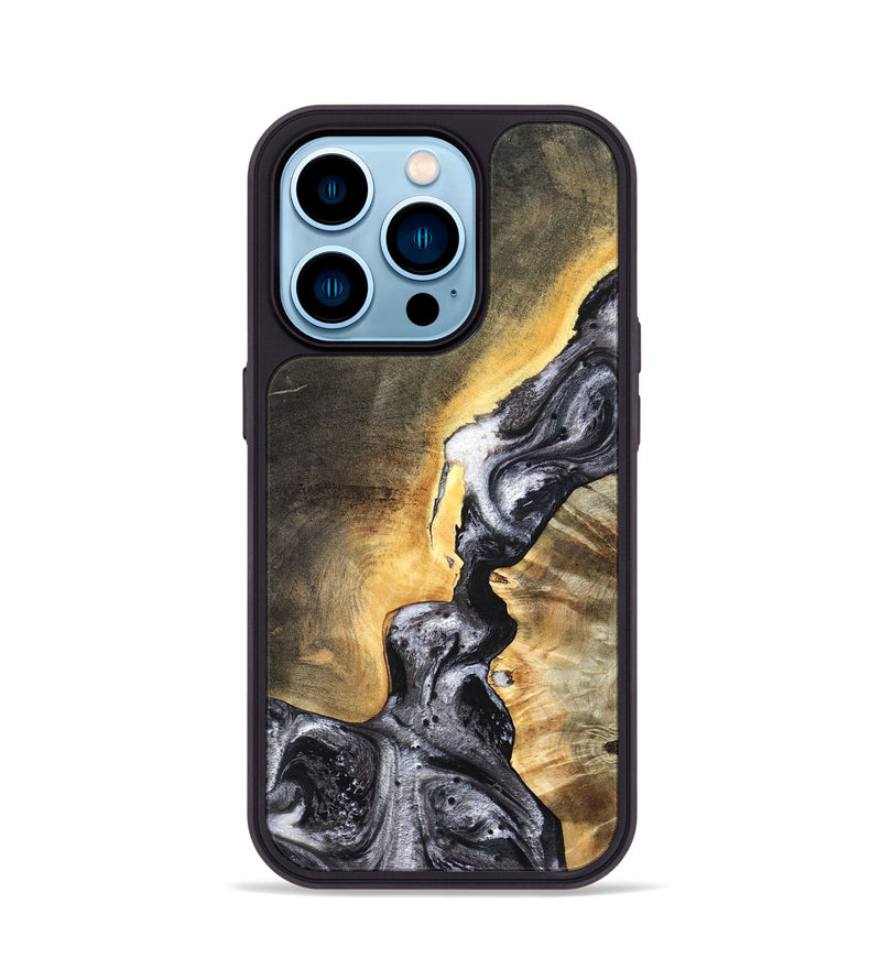 iPhone 14 Pro Wood Phone Case - Gust (Black & White, 820192)