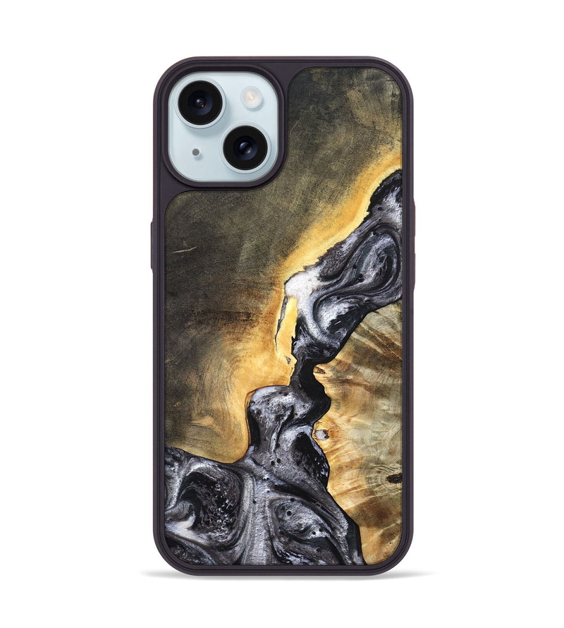 iPhone 15 Wood Phone Case - Gust (Black & White, 820192)