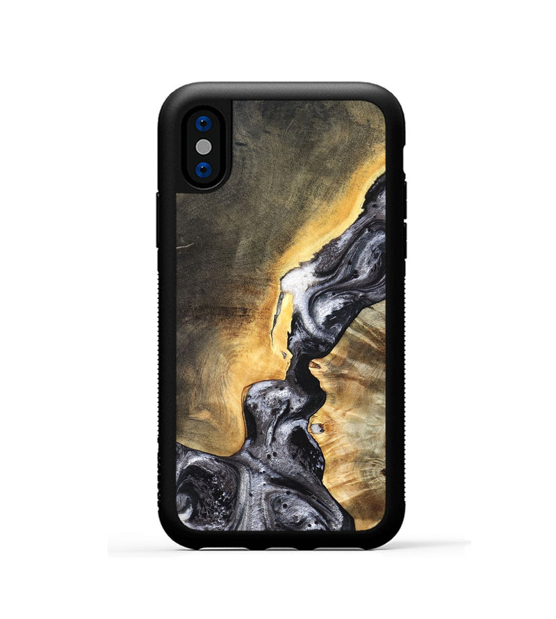 iPhone Xs Wood Phone Case - Gust (Black & White, 820192)