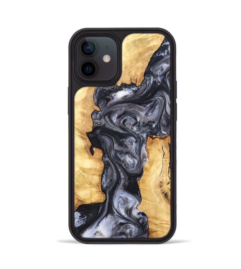 iPhone 12 Wood Phone Case - Nadia (Black & White, 820193)