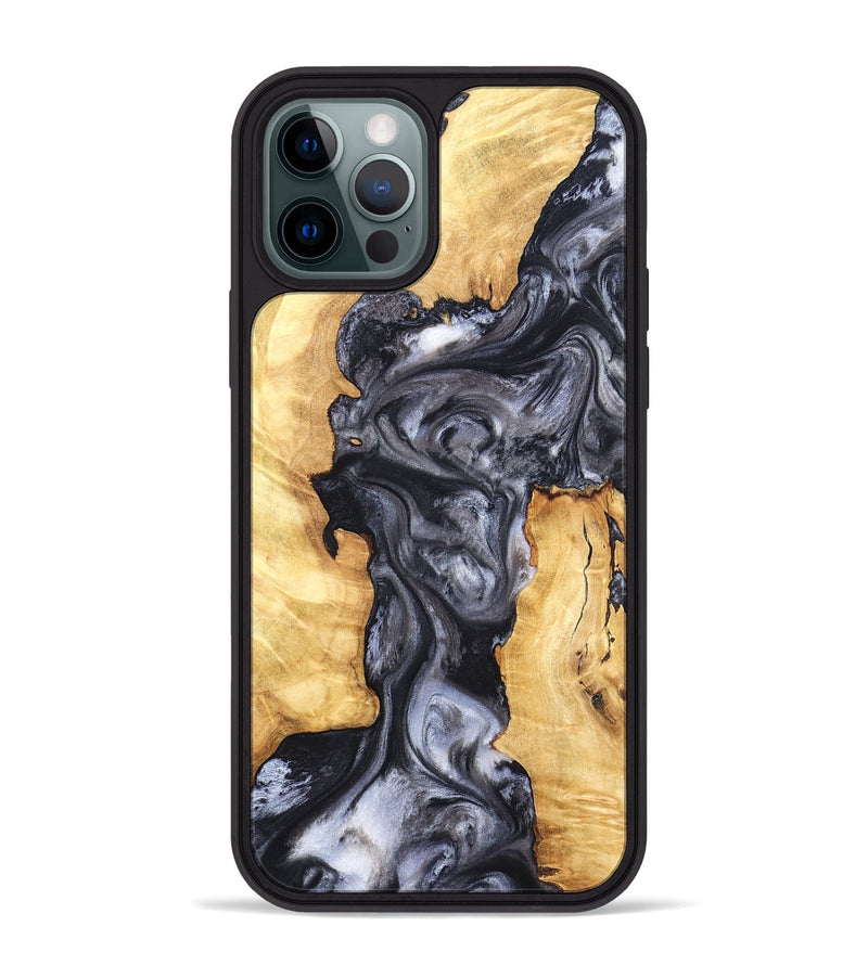 iPhone 12 Pro Max Wood Phone Case - Nadia (Black & White, 820193)