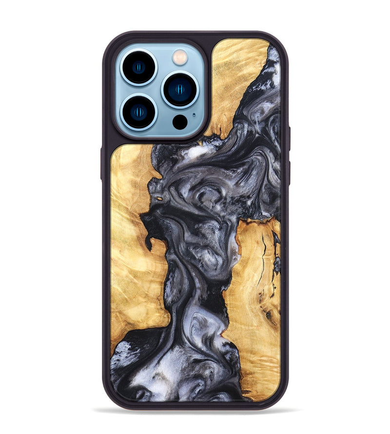iPhone 14 Pro Max Wood Phone Case - Nadia (Black & White, 820193)