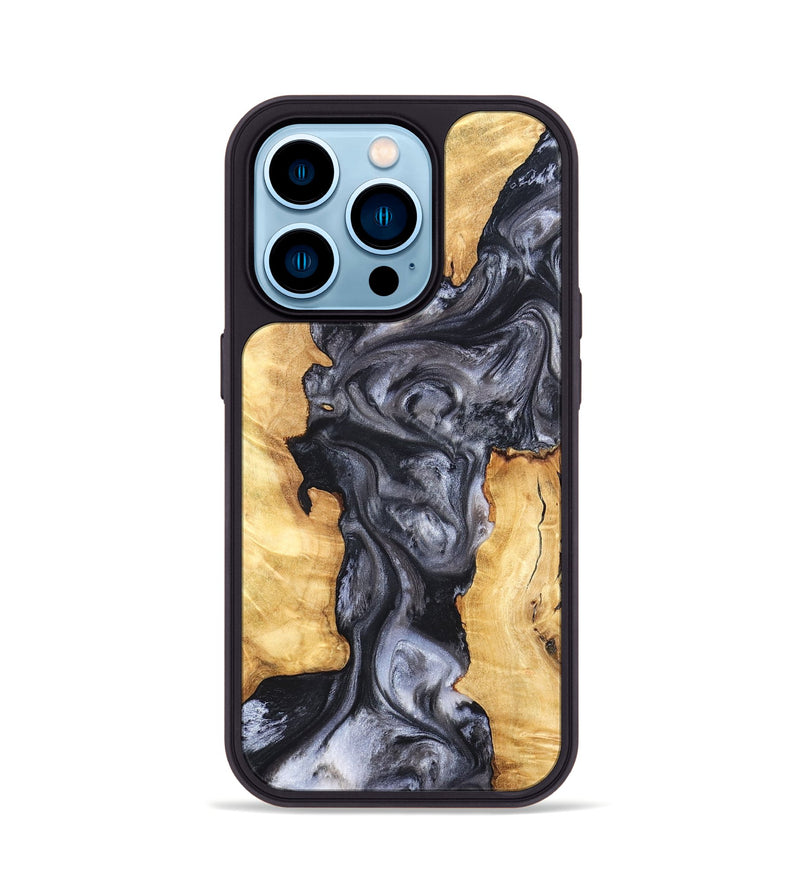 iPhone 14 Pro Wood Phone Case - Nadia (Black & White, 820193)