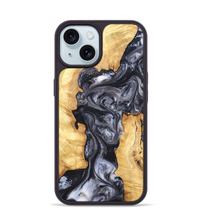 iPhone 15 Wood Phone Case - Nadia (Black & White, 820193)