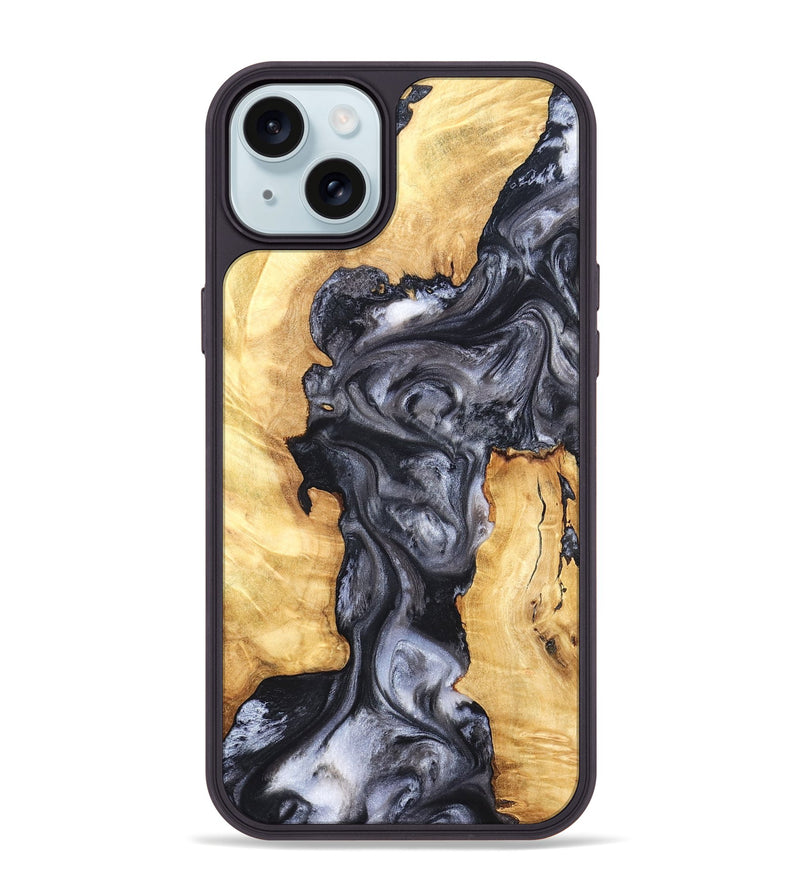 iPhone 15 Plus Wood Phone Case - Nadia (Black & White, 820193)
