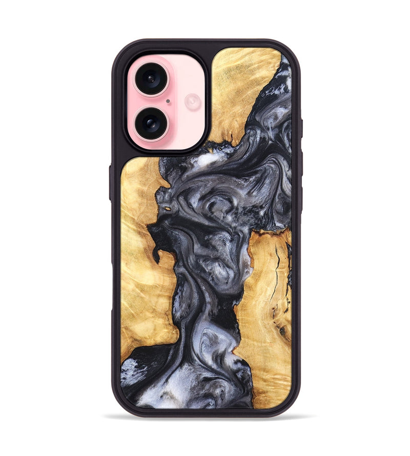 iPhone 16 Wood Phone Case - Nadia (Black & White, 820193)