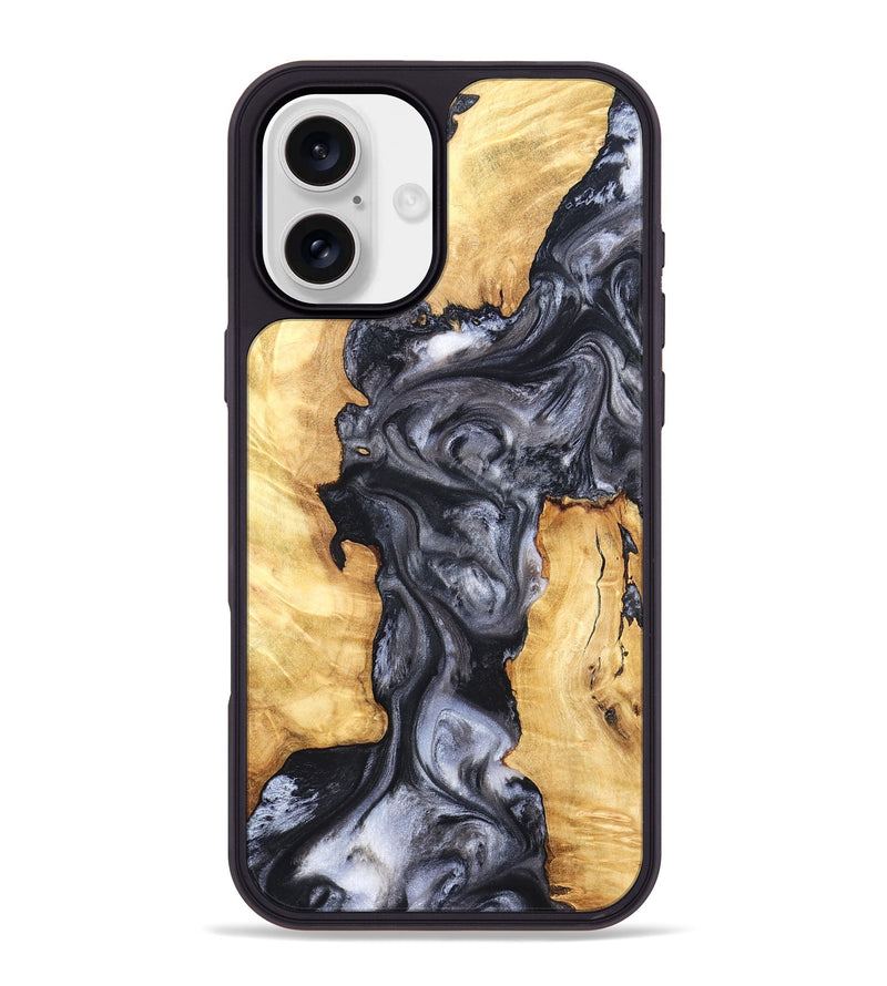 iPhone 16 Plus Wood Phone Case - Nadia (Black & White, 820193)