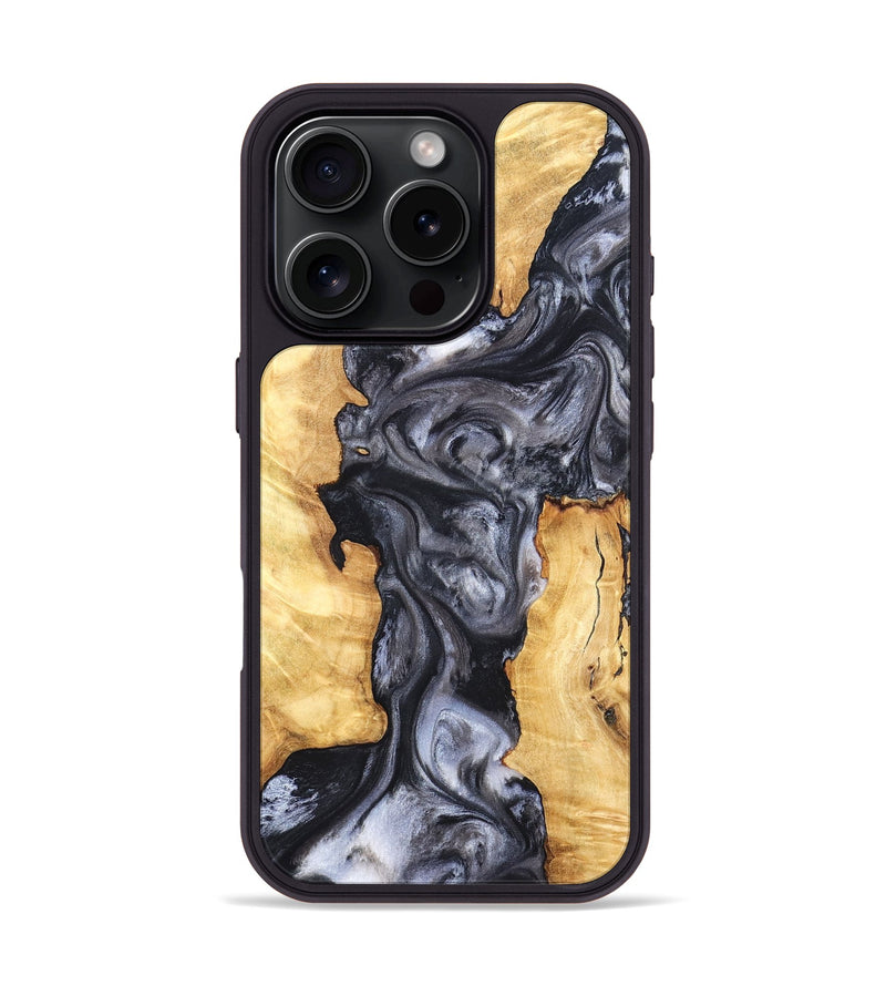 iPhone 16 Pro Wood Phone Case - Nadia (Black & White, 820193)