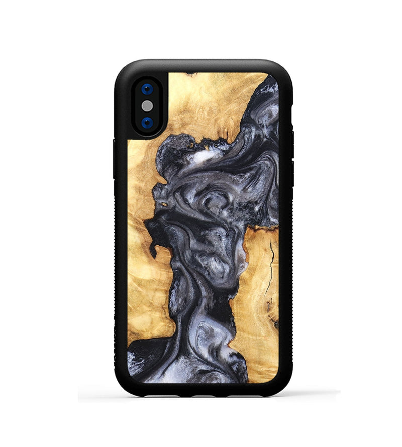 iPhone Xs Wood Phone Case - Nadia (Black & White, 820193)