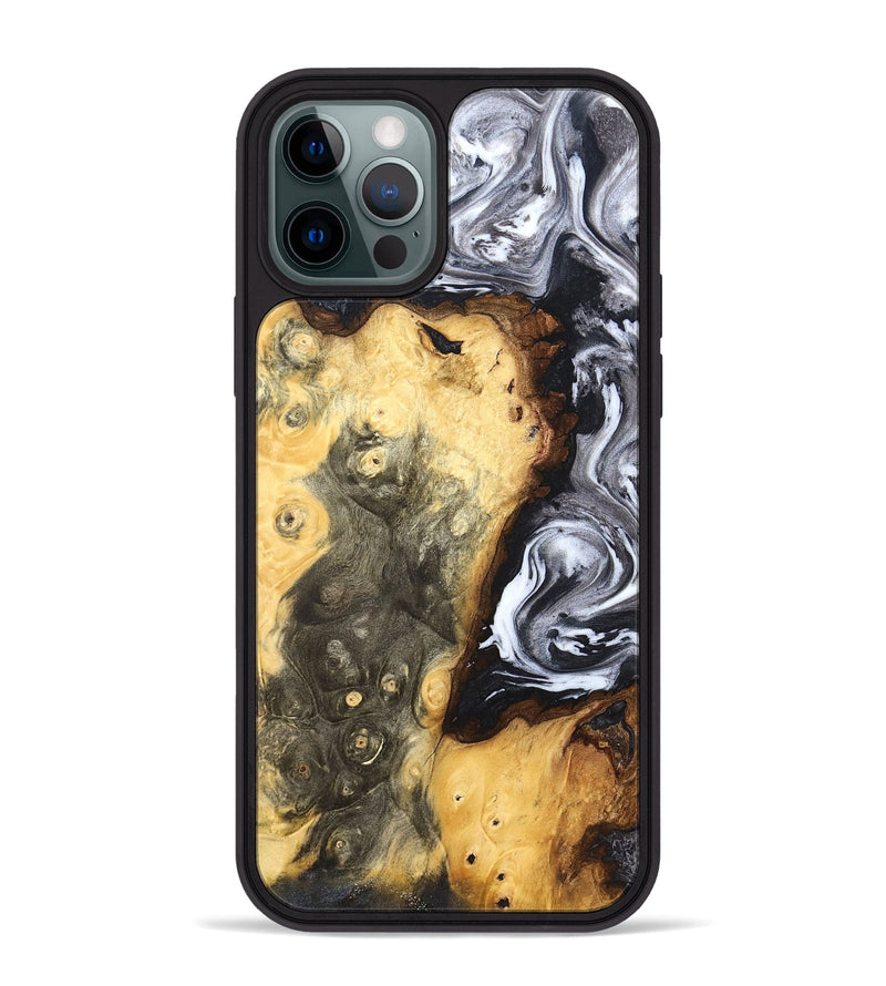 iPhone 12 Pro Max Wood Phone Case - Kaye (Black & White, 820195)