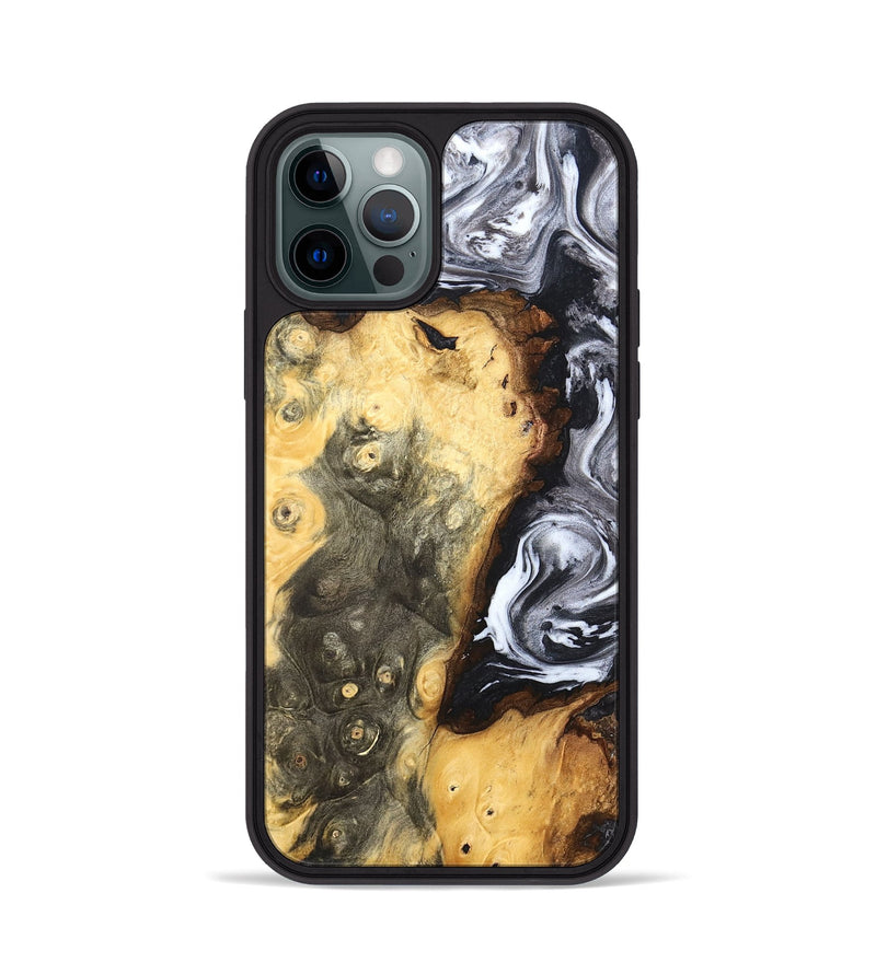 iPhone 12 Pro Wood Phone Case - Kaye (Black & White, 820195)
