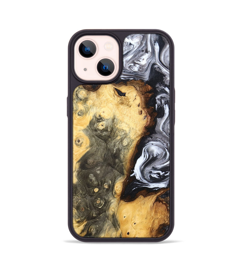 iPhone 14 Wood Phone Case - Kaye (Black & White, 820195)