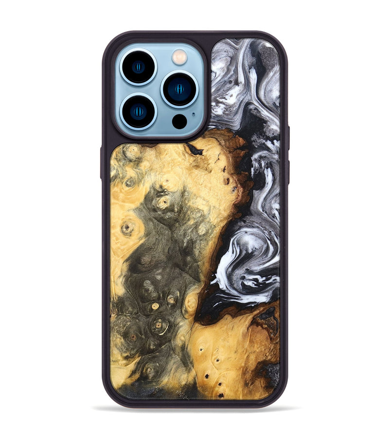 iPhone 14 Pro Max Wood Phone Case - Kaye (Black & White, 820195)
