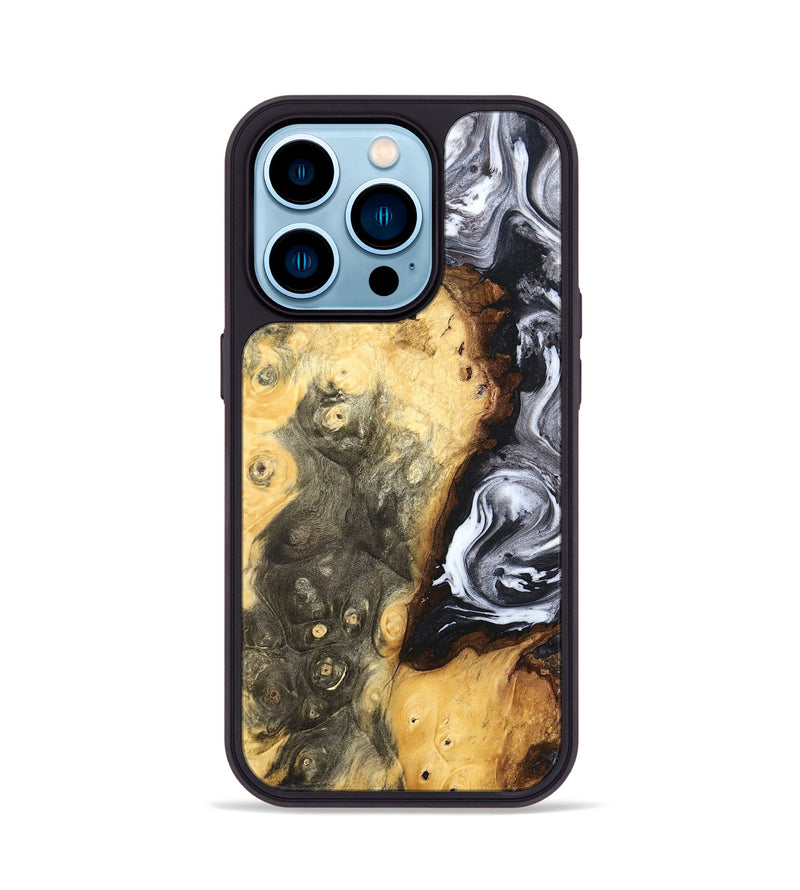 iPhone 14 Pro Wood Phone Case - Kaye (Black & White, 820195)