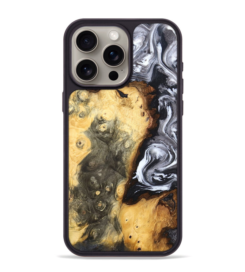 iPhone 15 Pro Max Wood Phone Case - Kaye (Black & White, 820195)