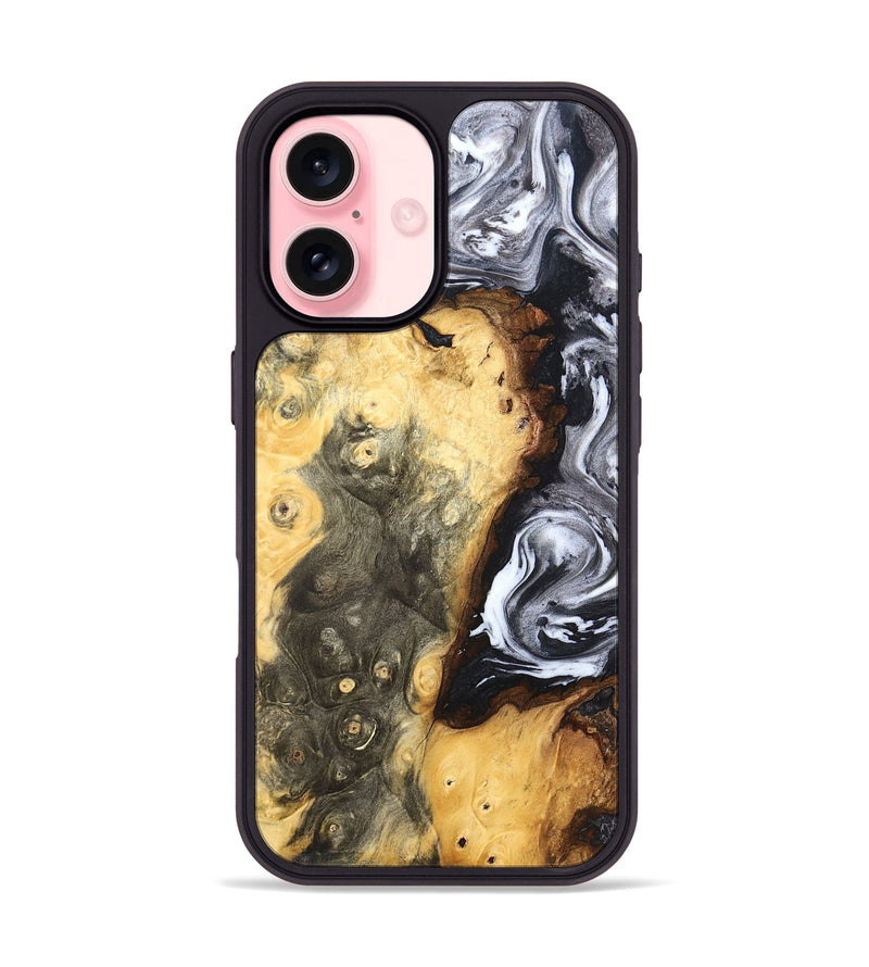iPhone 16 Wood Phone Case - Kaye (Black & White, 820195)